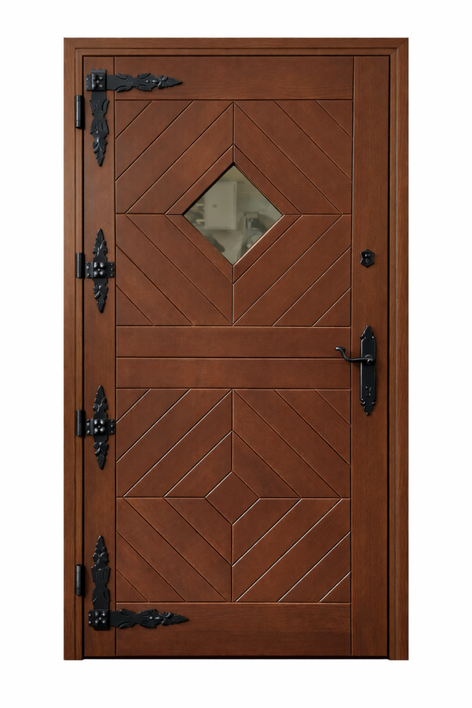 Drzwi drewniane drzwi drewniane jodełka wejściowe dom z bali Myślenice