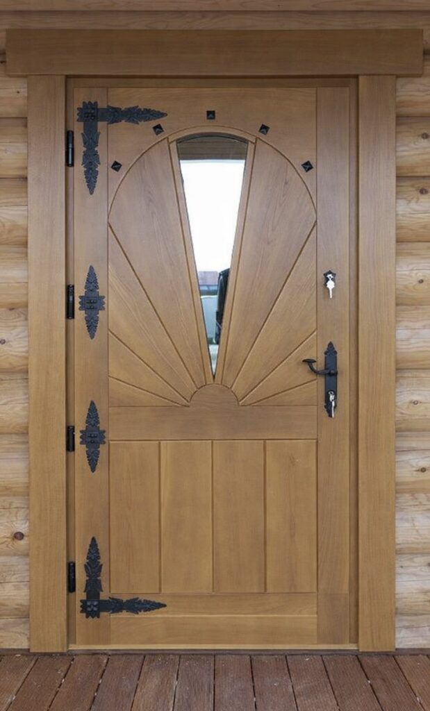 Drzwi drewniane drzwi drewniane góralskie zewnętrzne dom z bali Nowy Sącz producent Knapstol