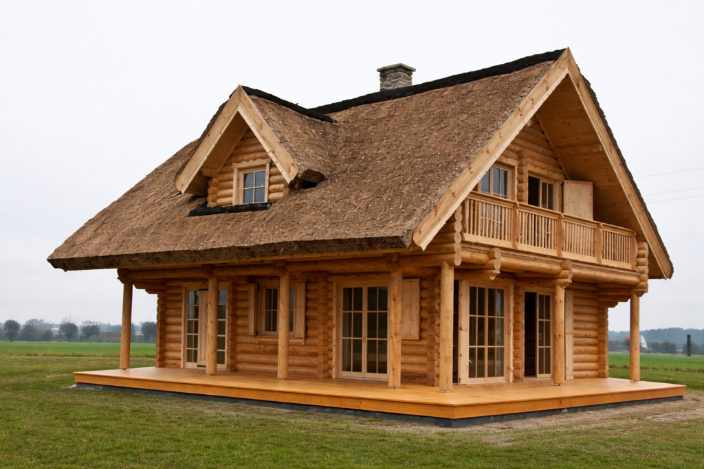 Okna drewniane dom z bali Skawina producent knapstol