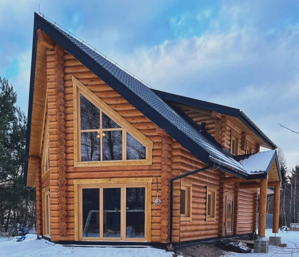 Okna drewniane trzyszybowe dom z bali Kraków producent Knapstol